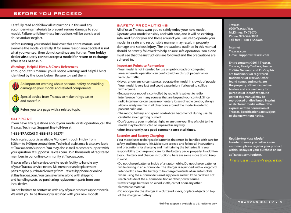Before you proceed | Traxxas 74076-1 User Manual | Page 3 / 34