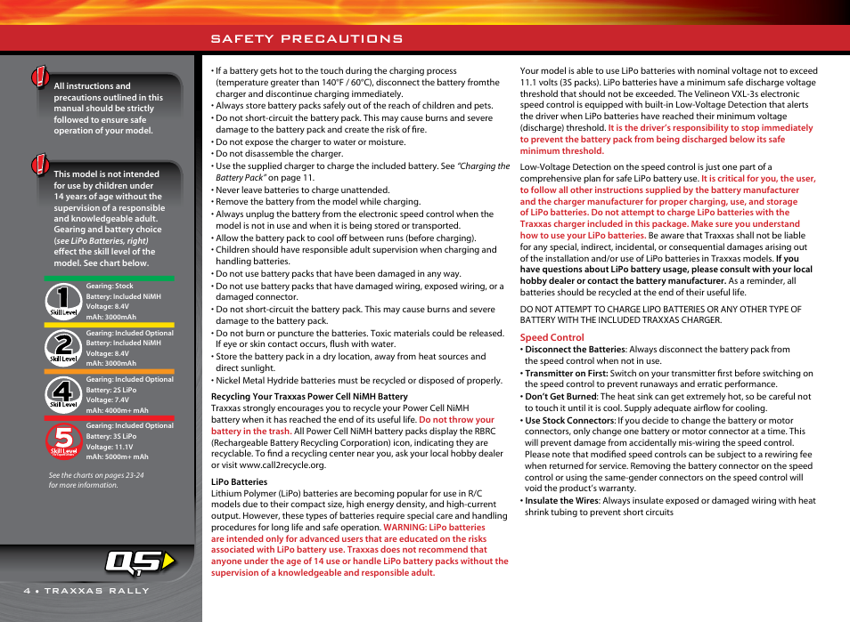 Safety precautions | Traxxas 74076-1 User Manual | Page 4 / 34