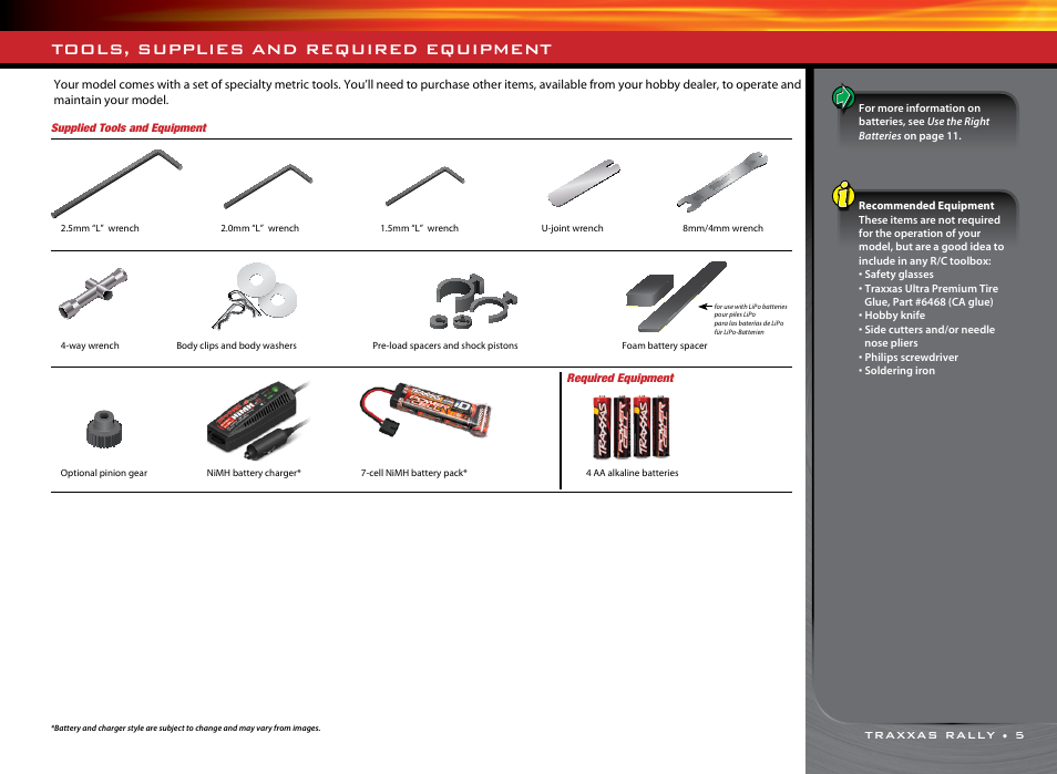 Tools, supplies and required equipment | Traxxas 74076-1 User Manual | Page 5 / 34