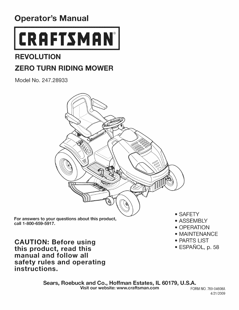 Craftsman 247.28933 User Manual | 192 pages