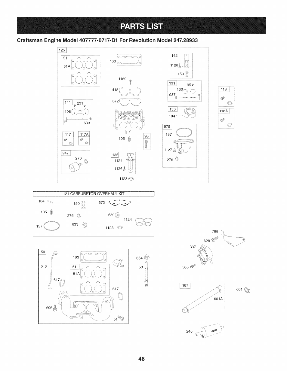 Parts list | Craftsman 247.28933 User Manual | Page 144 / 192