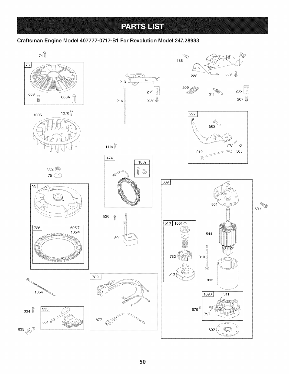 Parts list | Craftsman 247.28933 User Manual | Page 50 / 192