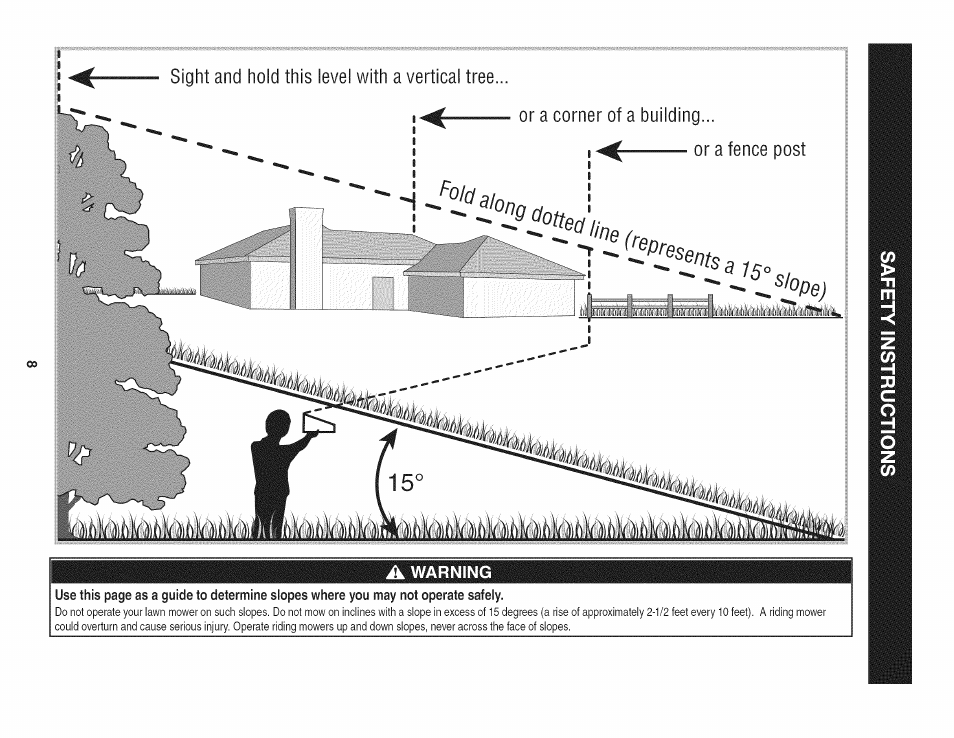 A warning, Fold, Line frpn | A building, Or a fence post | Craftsman 247.28933 User Manual | Page 8 / 192