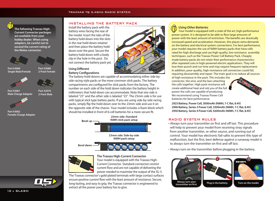 Installing the battery pack, Radio system rules | Traxxas 58024 User Manual | Page 12 / 23