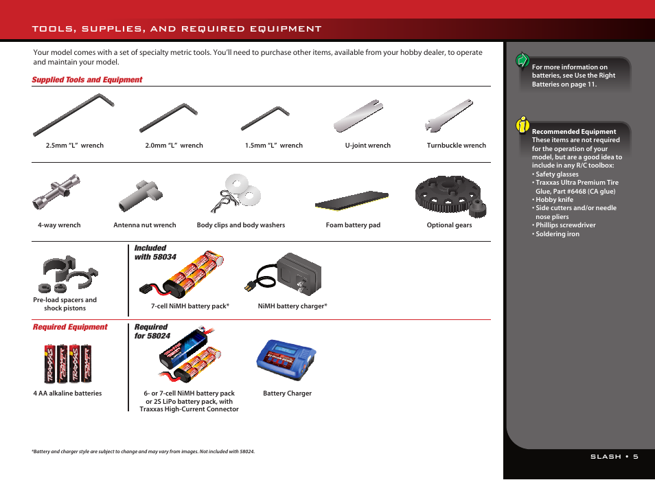 Tools, supplies, and required equipment | Traxxas 58024 User Manual | Page 5 / 23