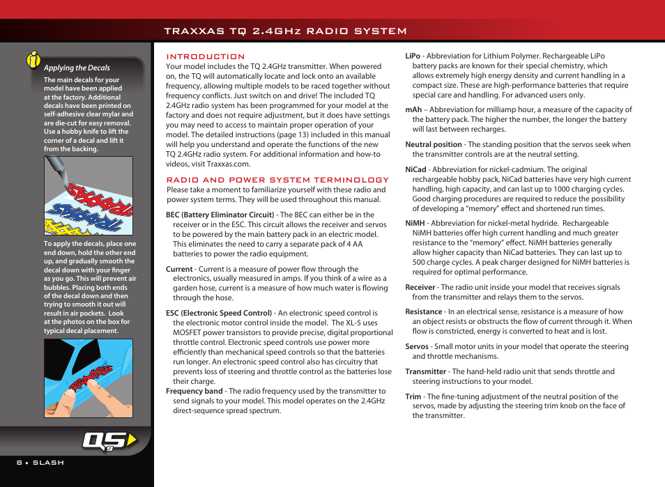 Traxxas tq 2.4ghz radio system | Traxxas 58024 User Manual | Page 8 / 23