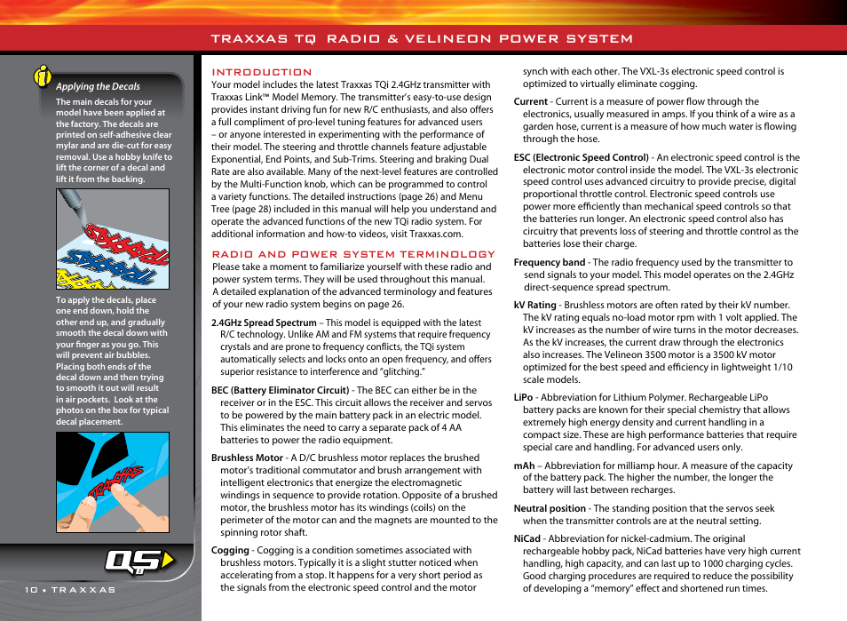 Traxxas tq, Radio & velineon power system | Traxxas 36076-1 User Manual | Page 10 / 32