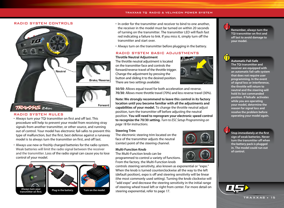 Radio system rules, Radio system basic adjustments, Radio system controls | Traxxas 36076-1 User Manual | Page 15 / 32