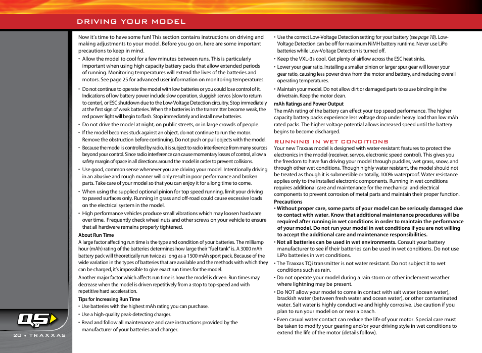Driving your model | Traxxas 36076-1 User Manual | Page 20 / 32