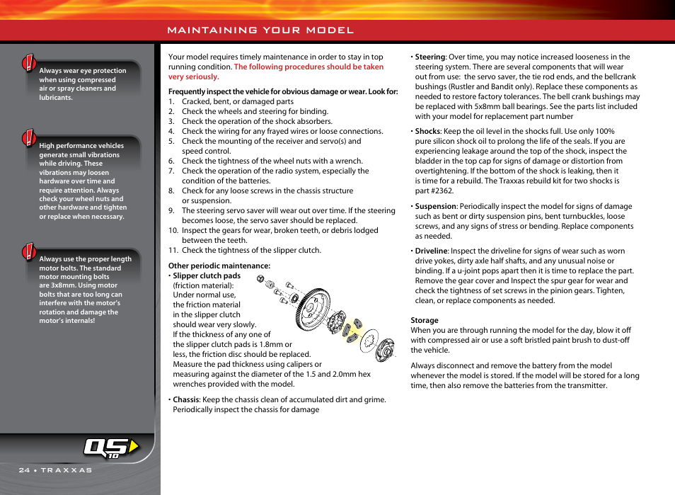 Maintaining your model | Traxxas 36076-1 User Manual | Page 24 / 32