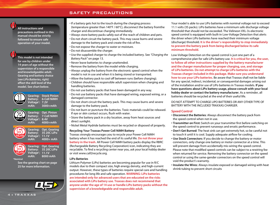 Safety precautions | Traxxas 36076-1 User Manual | Page 4 / 32