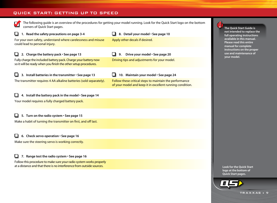 Quick start: getting up to speed | Traxxas 36076-1 User Manual | Page 9 / 32