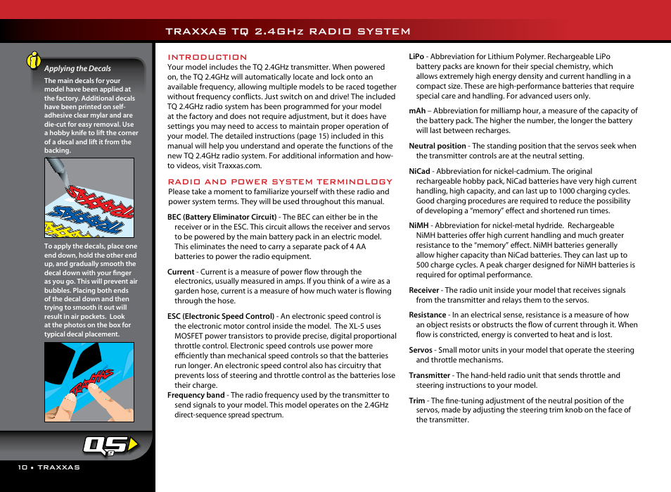 Traxxas tq 2.4ghz radio system | Traxxas 37054-1 User Manual | Page 10 / 28