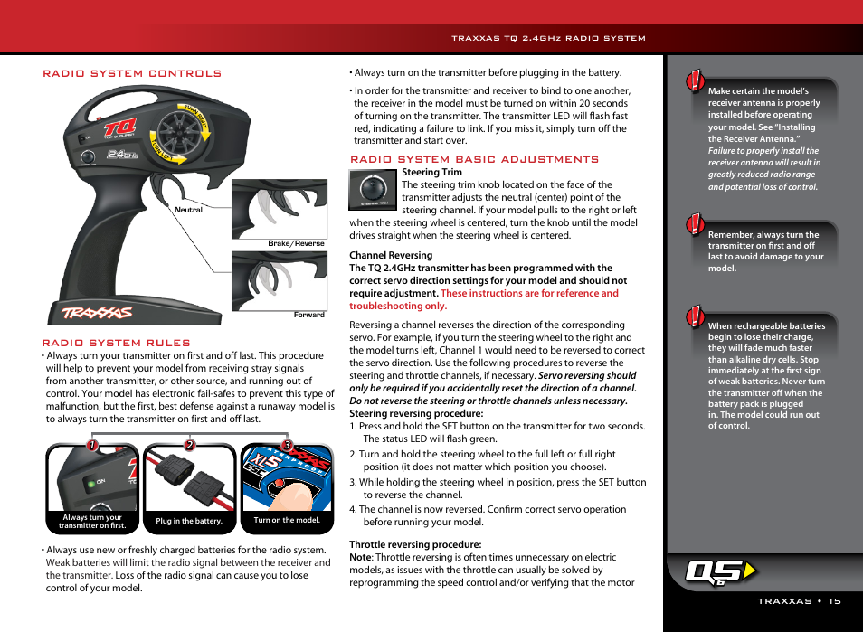 Radio system rules, Radio system basic adjustments, Radio system controls | Traxxas 37054-1 User Manual | Page 15 / 28