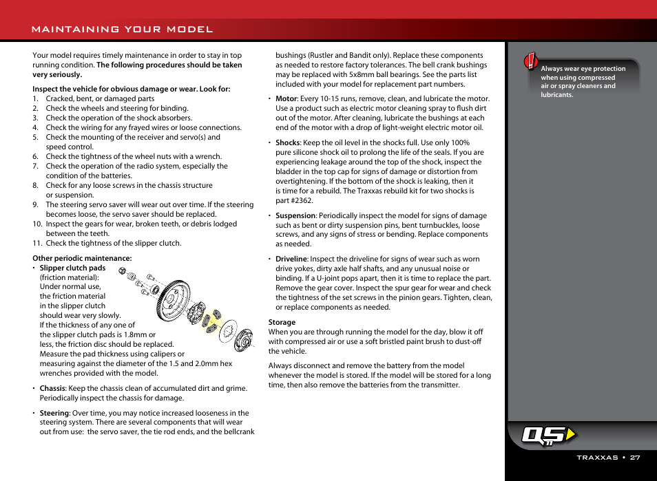 Maintaining your model | Traxxas 37054-1 User Manual | Page 27 / 28