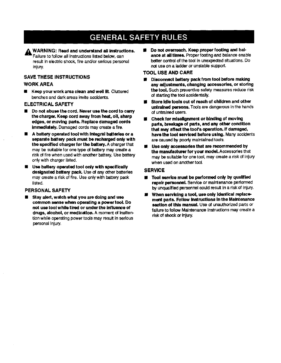 General safety rules | Craftsman 315.114071 User Manual | Page 3 / 12