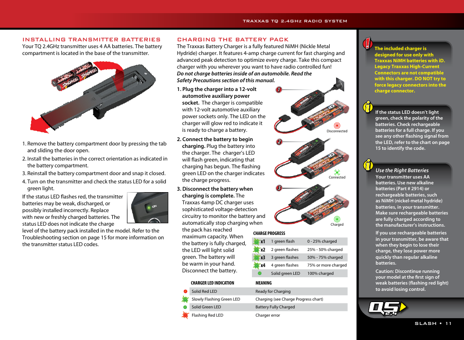 Charging the battery pack, Installing transmitter batteries | Traxxas 58034-1 User Manual | Page 11 / 24