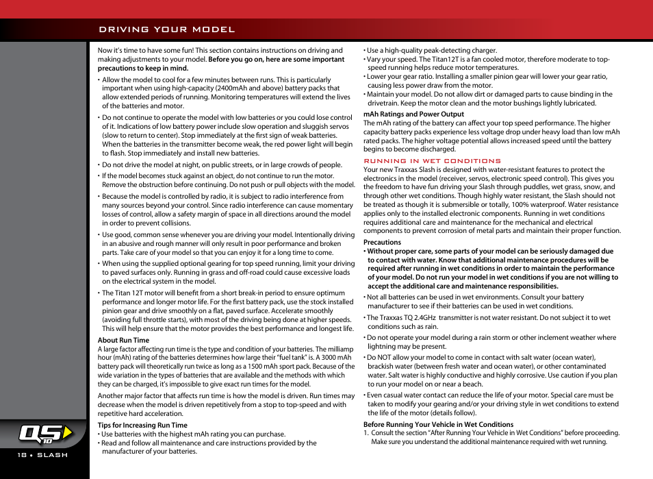 Driving your model | Traxxas 58034-1 User Manual | Page 18 / 24