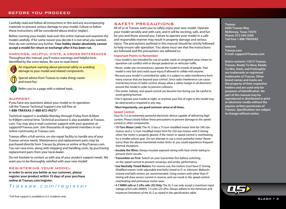 Before you proceed | Traxxas 58034-1 User Manual | Page 3 / 24