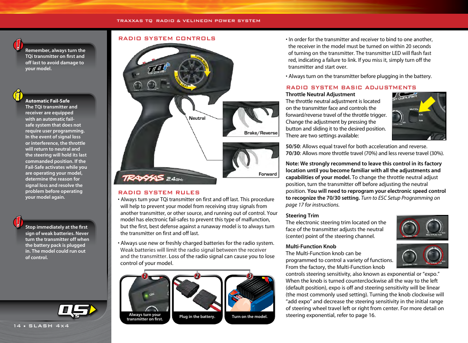 Radio system rules, Radio system basic adjustments, Radio system controls | Traxxas 68086-1 User Manual | Page 14 / 34