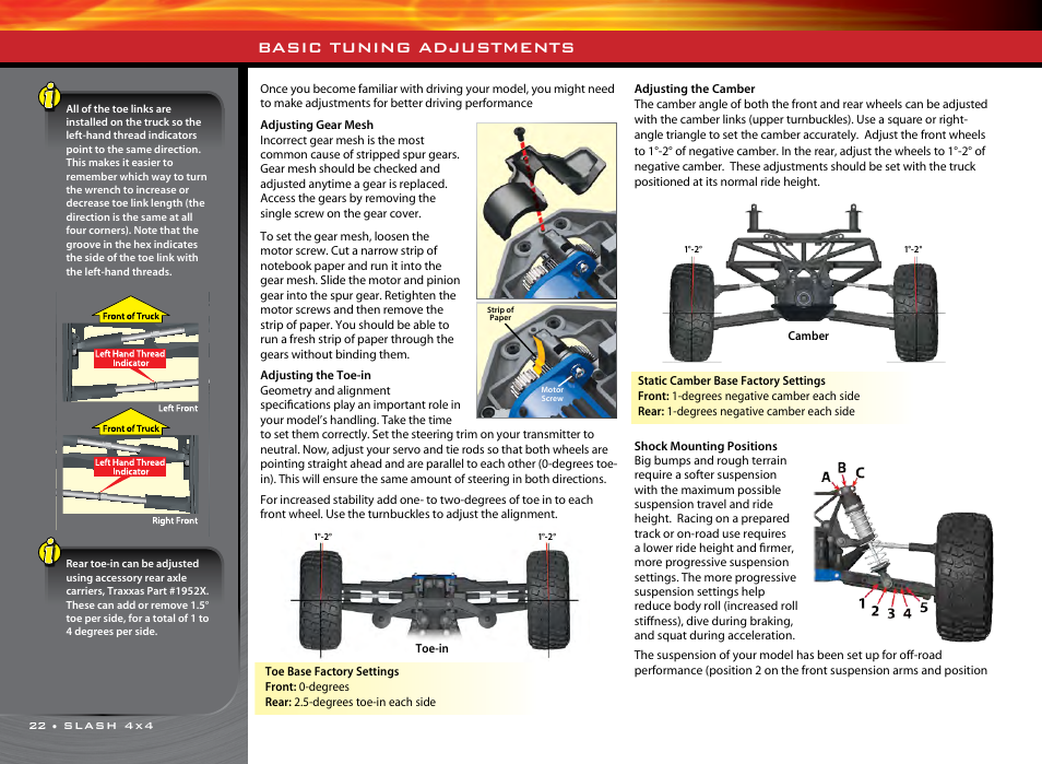 Basic tuning adjustments | Traxxas 68086-1 User Manual | Page 22 / 34