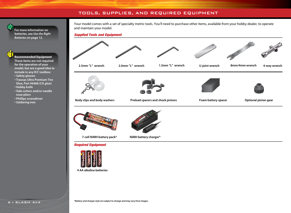 Tools, supplies, and required equipment | Traxxas 68086-1 User Manual | Page 6 / 34