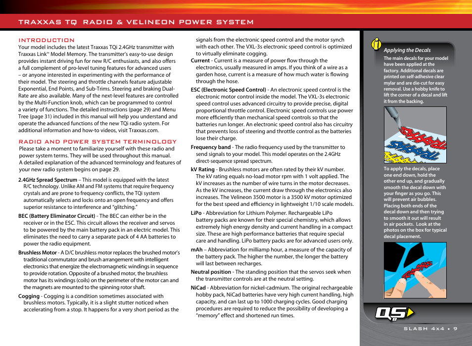 Traxxas tq, Radio & velineon power system | Traxxas 68086-1 User Manual | Page 9 / 34