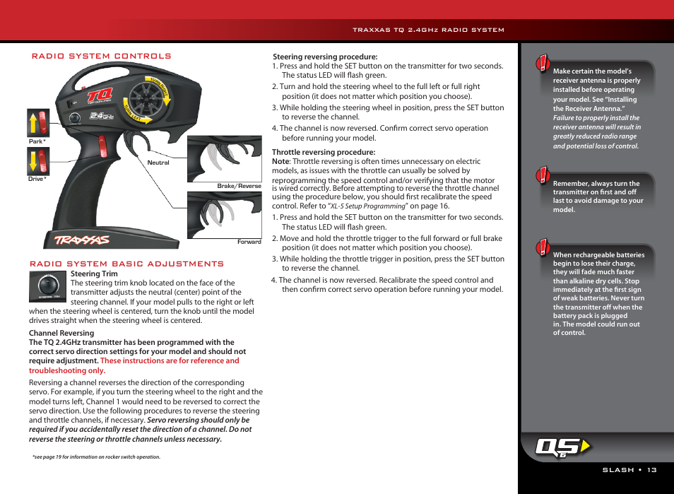 Radio system basic adjustments, Radio system controls | Traxxas 58034-2 User Manual | Page 13 / 25