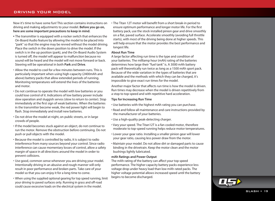 Driving your model | Traxxas 58034-2 User Manual | Page 19 / 25