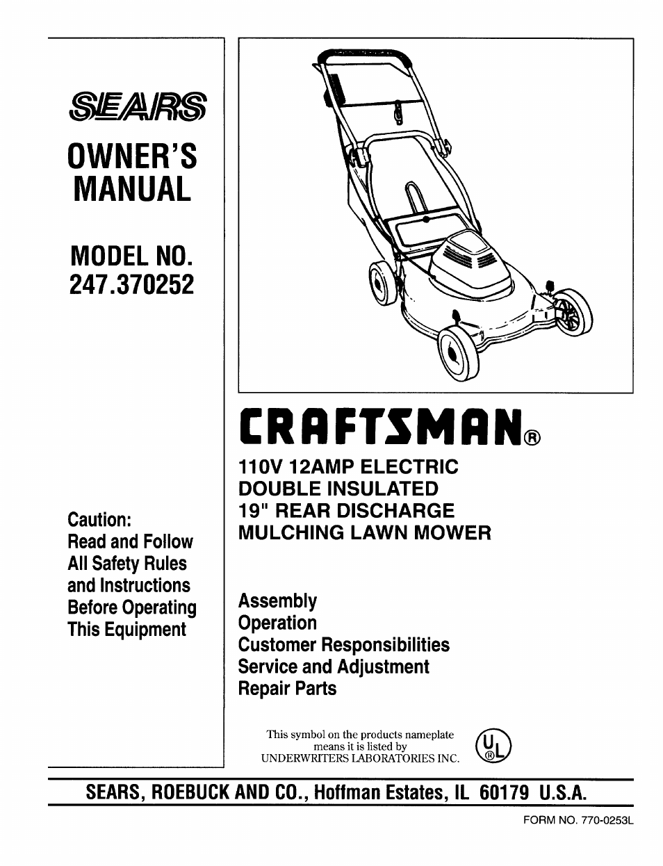 Craftsman 247.370252 User Manual | 32 pages