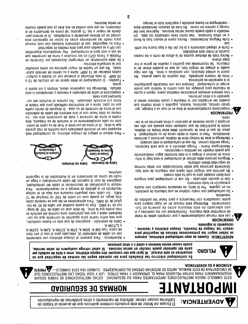 Advertencia, Orientacidn, Preparacion | Importante, Normas de seguridad | Craftsman 247.370252 User Manual | Page 31 / 32