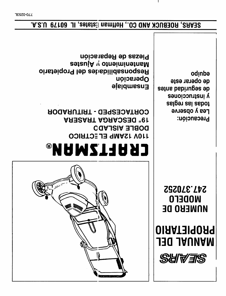 Manual del propietario, Numero de modelo 247.370252, Craftsman | Craftsman 247.370252 User Manual | Page 32 / 32