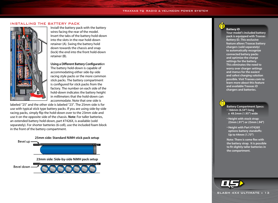 Installing the battery pack | Traxxas 68077-1 User Manual | Page 13 / 40