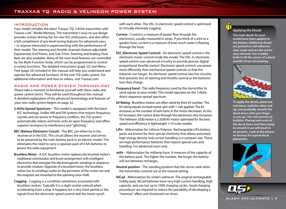 Traxxas tq, Radio & velineon power system | Traxxas 68077-1 User Manual | Page 9 / 40