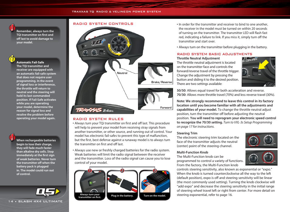 Radio system rules, Radio system basic adjustments, Radio system controls | Traxxas 6809L User Manual | Page 14 / 39