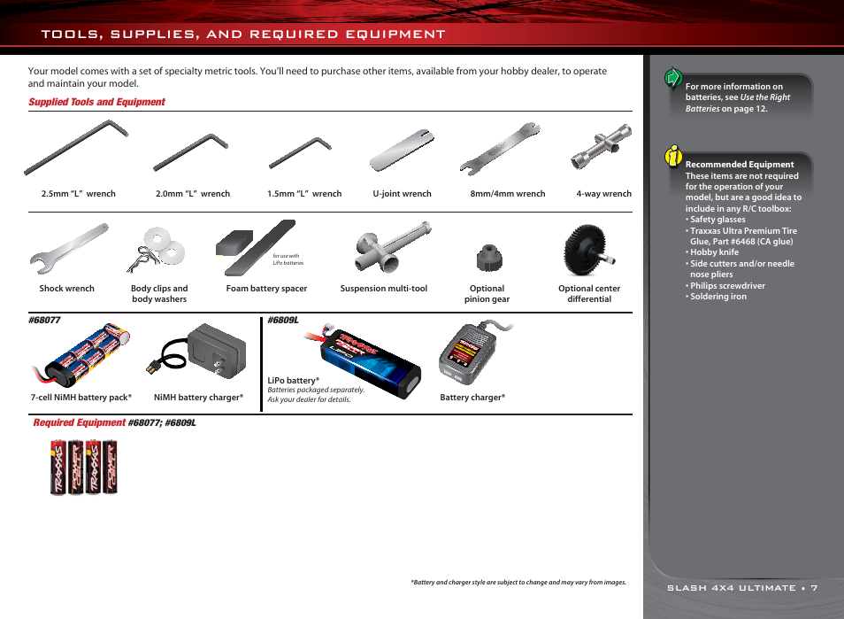 Tools, supplies, and required equipment | Traxxas 6809L User Manual | Page 7 / 39