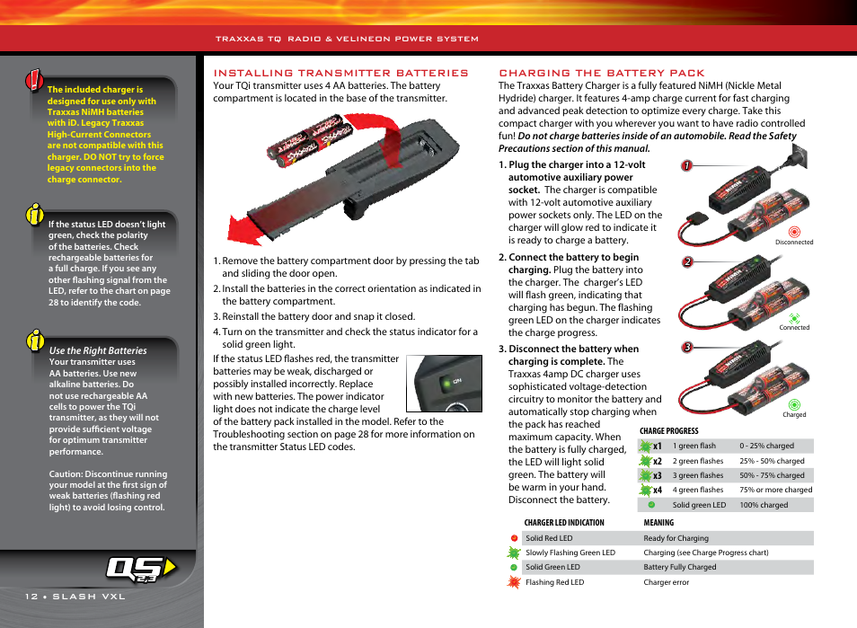 Charging the battery pack, Installing transmitter batteries | Traxxas 58076-1 User Manual | Page 12 / 32