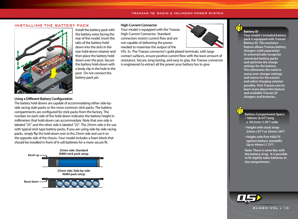 Installing the battery pack | Traxxas 58076-1 User Manual | Page 13 / 32