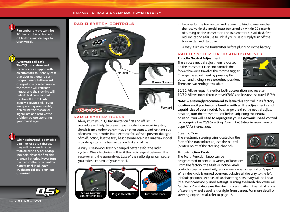 Radio system rules, Radio system basic adjustments, Radio system controls | Traxxas 58076-1 User Manual | Page 14 / 32