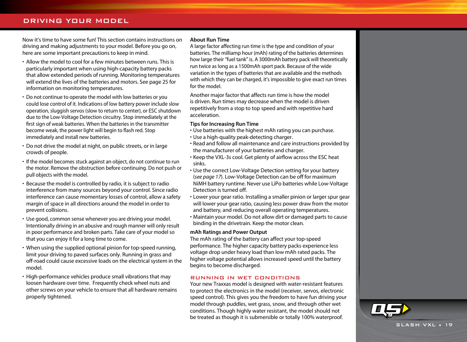Driving your model | Traxxas 58076-1 User Manual | Page 19 / 32