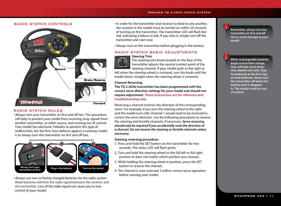 Radio system rules, Radio system basic adjustments, Radio system controls | Traxxas 67054-1 User Manual | Page 11 / 26