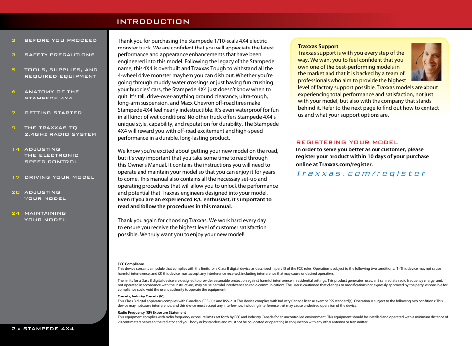 Introduction, Registering your model | Traxxas 67054-1 User Manual | Page 2 / 26
