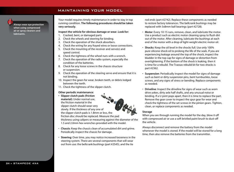 Maintaining your model | Traxxas 67054-1 User Manual | Page 24 / 26