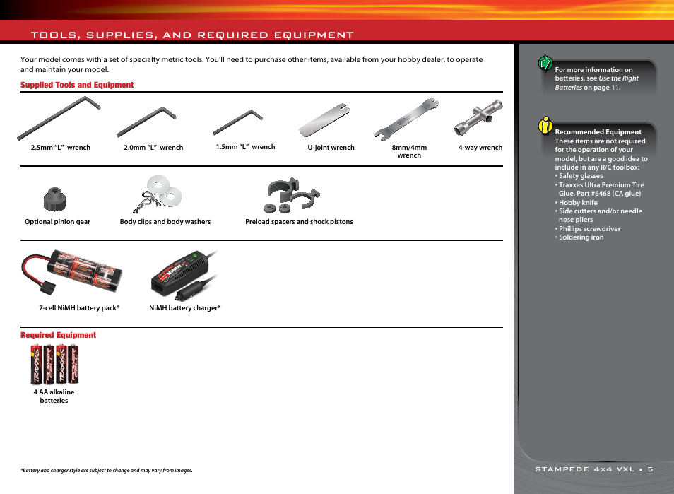 Tools, supplies, and required equipment | Traxxas 67086-1 User Manual | Page 5 / 34