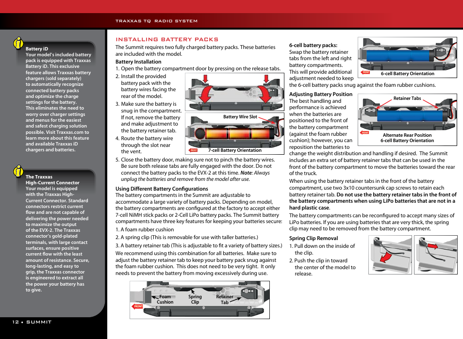 Installing battery packs | Traxxas 56076-1 User Manual | Page 12 / 34