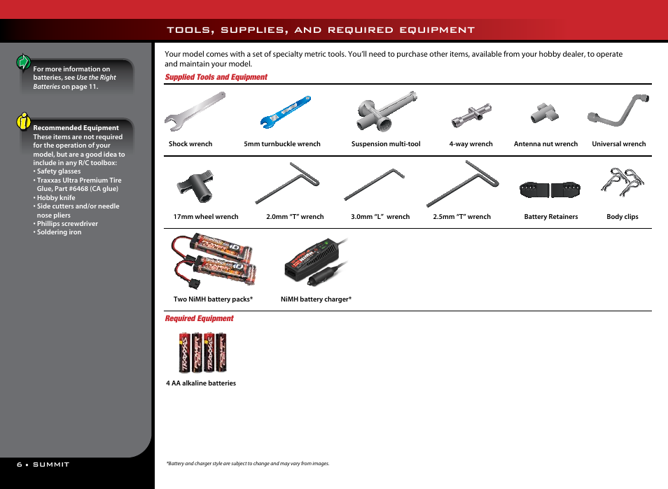 Tools, supplies, and required equipment | Traxxas 56076-1 User Manual | Page 6 / 34
