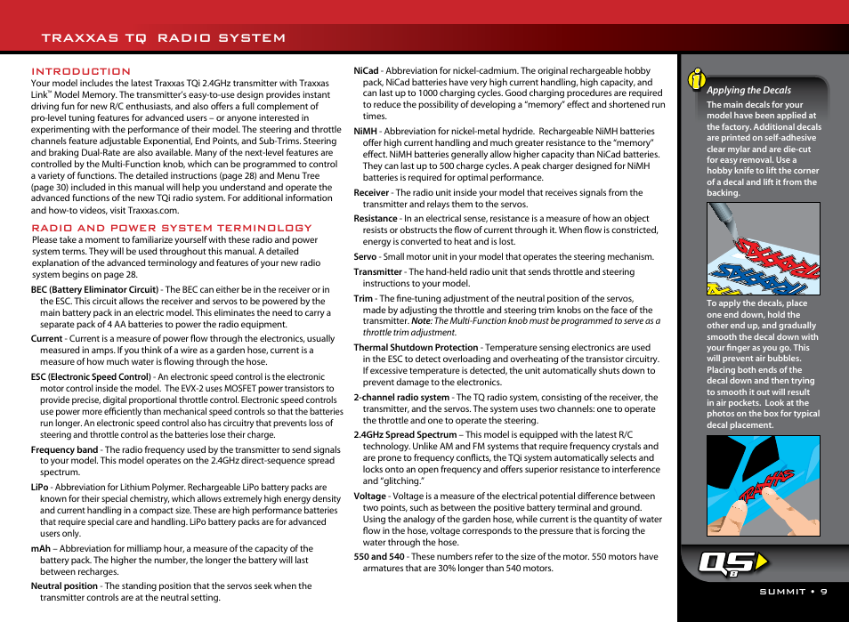 Traxxas tq, Radio system, Introduction | Radio and power system terminology | Traxxas 56076-1 User Manual | Page 9 / 34