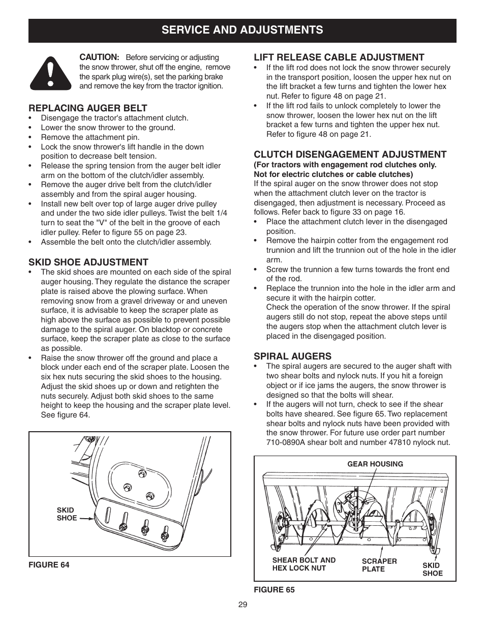 Service and adjustments | Craftsman 486.248381 User Manual | Page 29 / 40