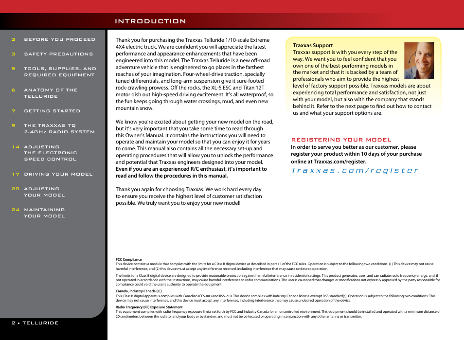 Introduction, Registering your model | Traxxas 67044-1 User Manual | Page 2 / 26