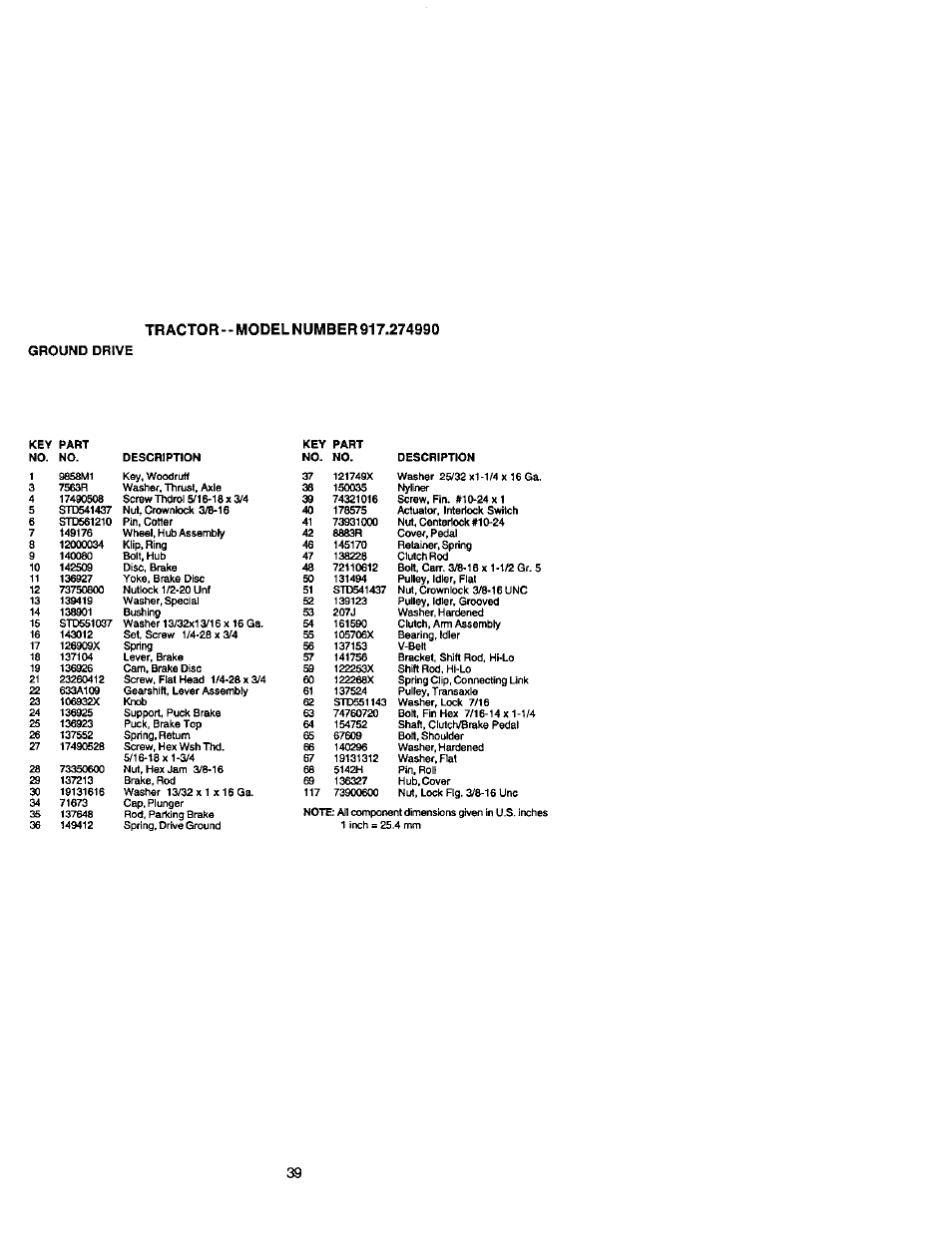 Ground drive | Craftsman 917.274990 User Manual | Page 39 / 60